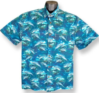 Dolphins Hawaiian Shirt- Made in USA- by High Seas